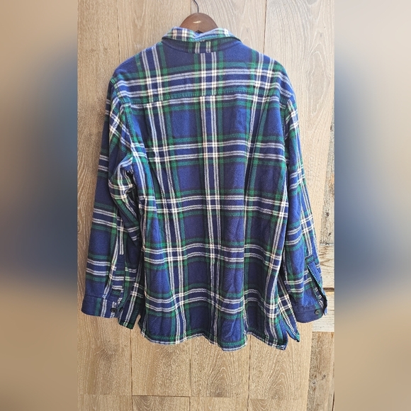 L.L. Bean Blue and Green Plaid Chore Coat Sweater VTG - Picture 4 of 4